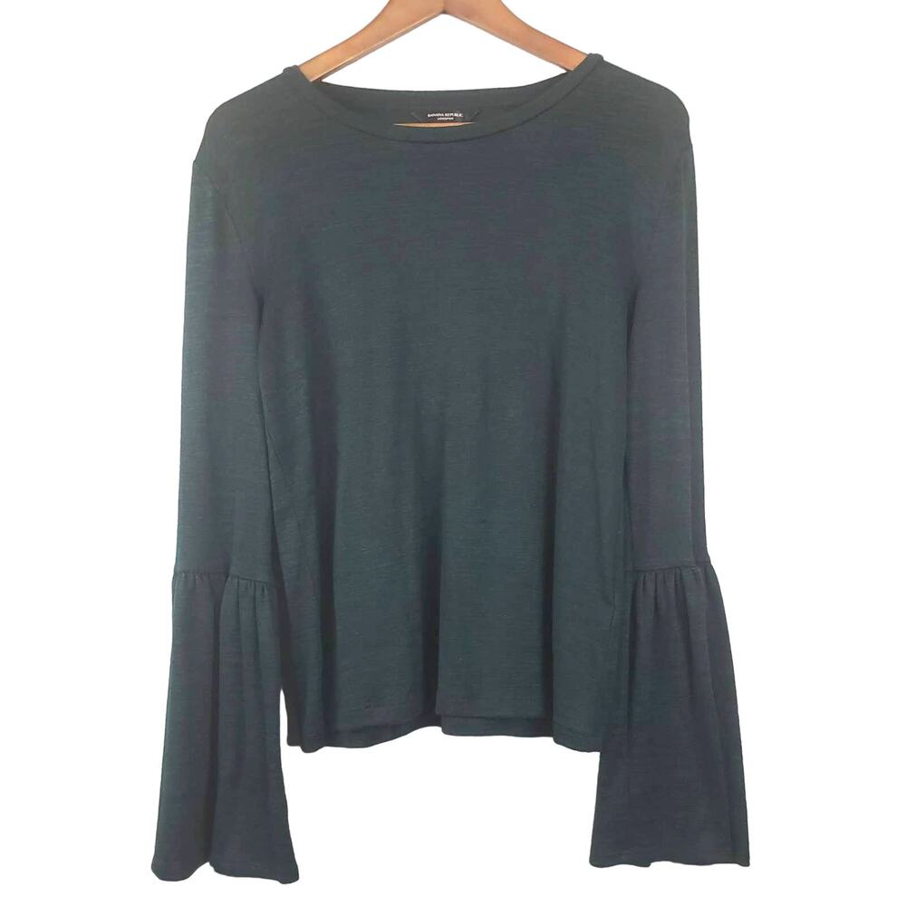 Banana Republic Luxe Bell Slv Tunic Heather Green Casual Knit Boho Hippie - XS
